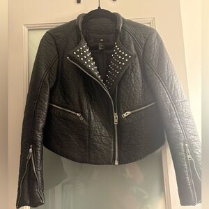 H&M studded faux leather motorcycle jacket 6